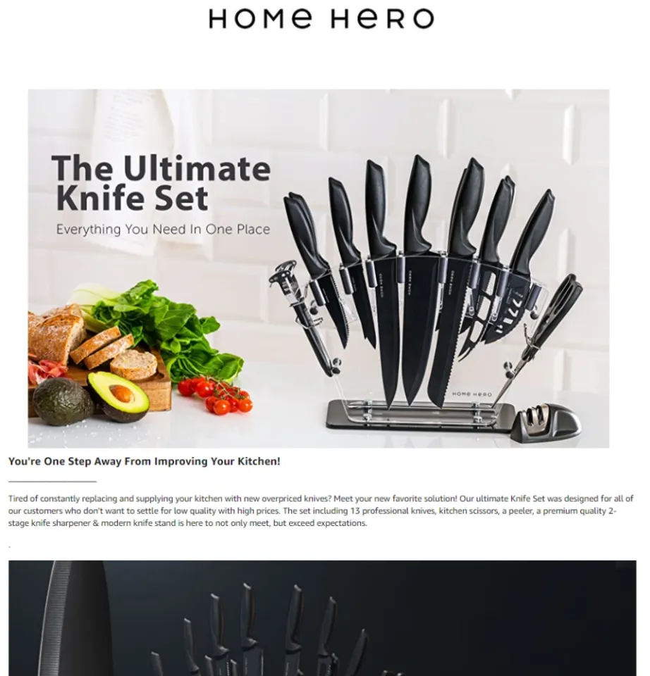 Home Hero - Kitchen Knife Set & Steak Knifes - Ultra-Sharp High Carbon  Stainless Steel 7-Pcs, 7 - Fry's Food Stores