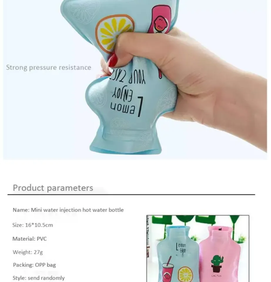 1pc Random Color Pvc Hot Water Bottle With Water Injection Mini Plush Hand  Warmer For Women, Kids, Cute Cartoon Design