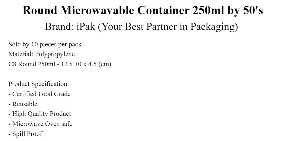 625ml Round Microwavable Container – Packaging Lab Philippines