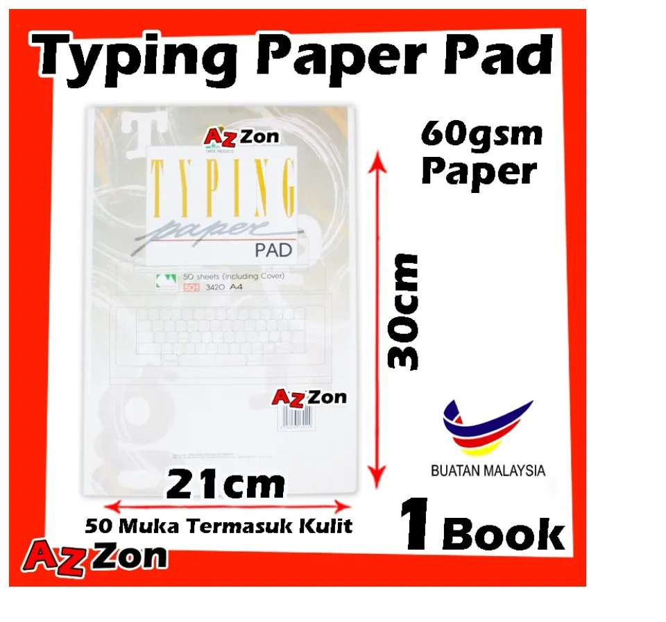 Typing Paper Pad Kertas Typing Note Pad Note Typing Paper A4 空白草稿纸描述打字纸