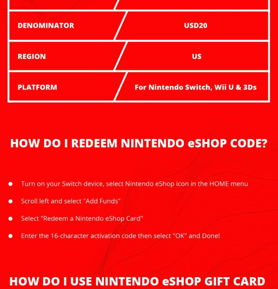Nintendo eShop USD20 Voucher