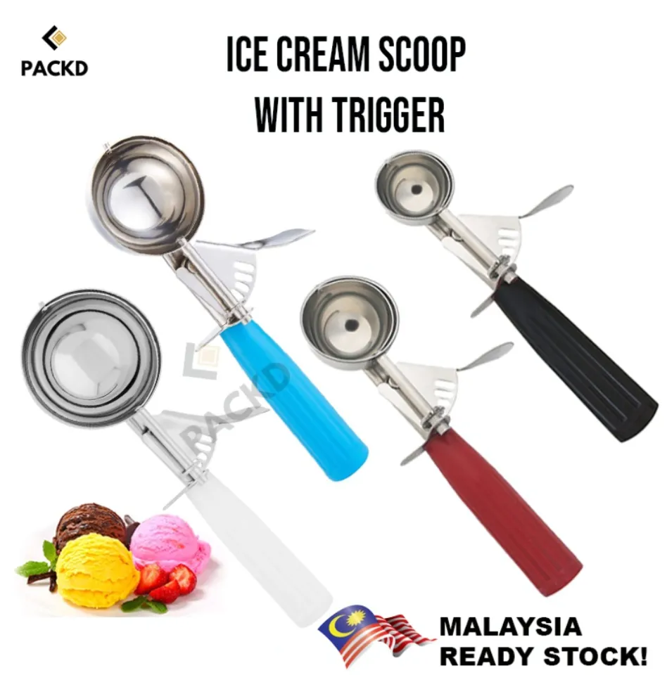 Ice Cream Scoop Stainless Steel Portion Scoop Disher Cookie 4 Oz w/ Grey  Handle