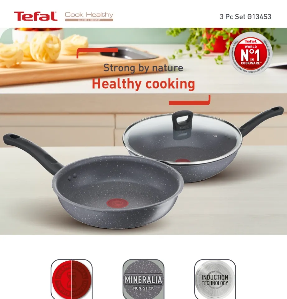 Tefal Cook Healthy 3-Piece Set Wok and Deep Fry Pan