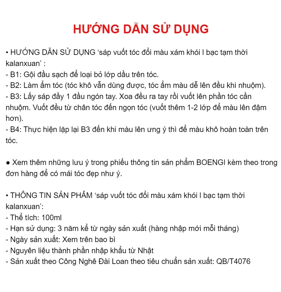 HCM]Sáp Vuốt Tóc Đổi Màu Xám Khói l Bạc Tạm Thời KALANXUAN Chính ...