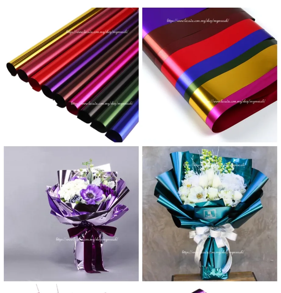 Matte Platinum Paper Flower Wrapping Paper OPP Material