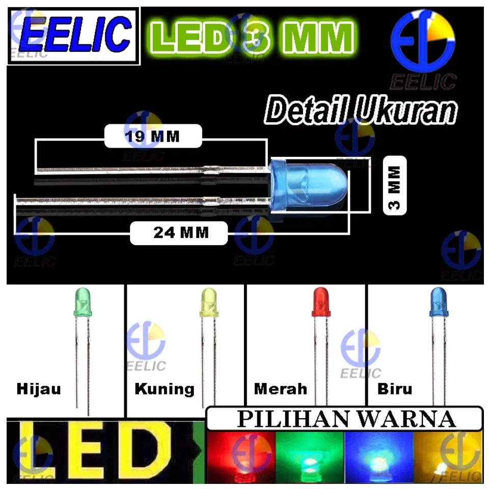 gør ikke Lav et navn klasselærer EELIC LED-D3MM isi 5 Pcs Round led diffused 3 mm light emitting diode 2  kawat anoda katoda | Lazada Indonesia