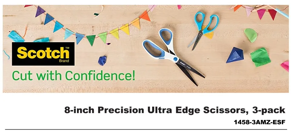 Scotch Brand Precision Ultra Edge Scissors 8 Inch 3-Pack (1458-3AMZ-ESF)