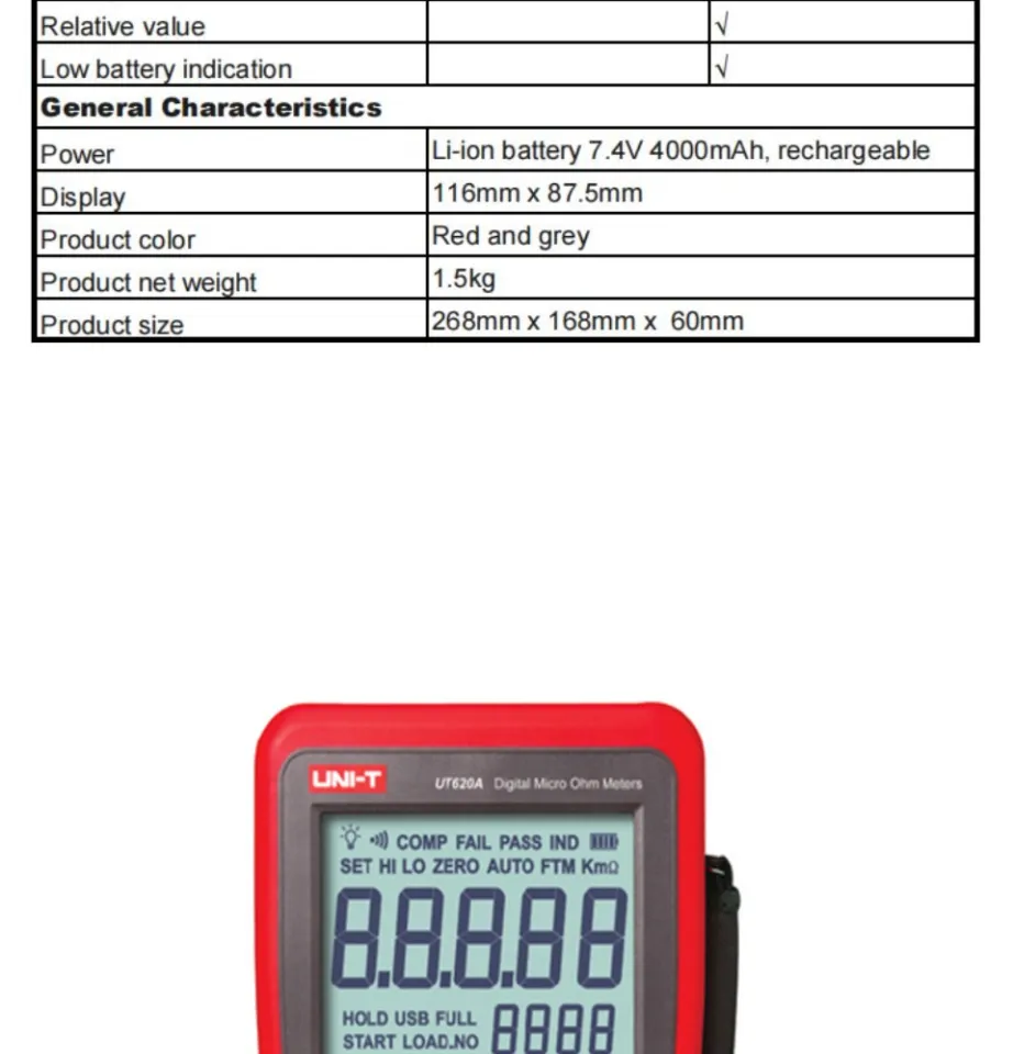 UNI-T UT620A Digital Micro Ohm Meter - MM Store