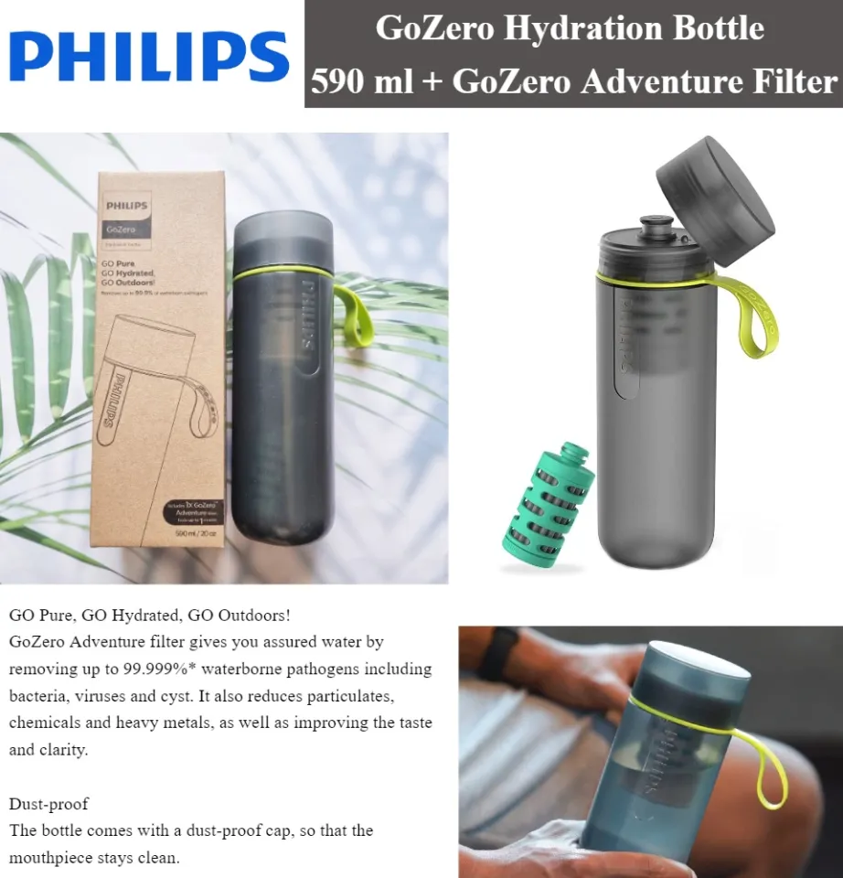 Philips GoZero Active 590ml Bottle With Adventure Filter Grey