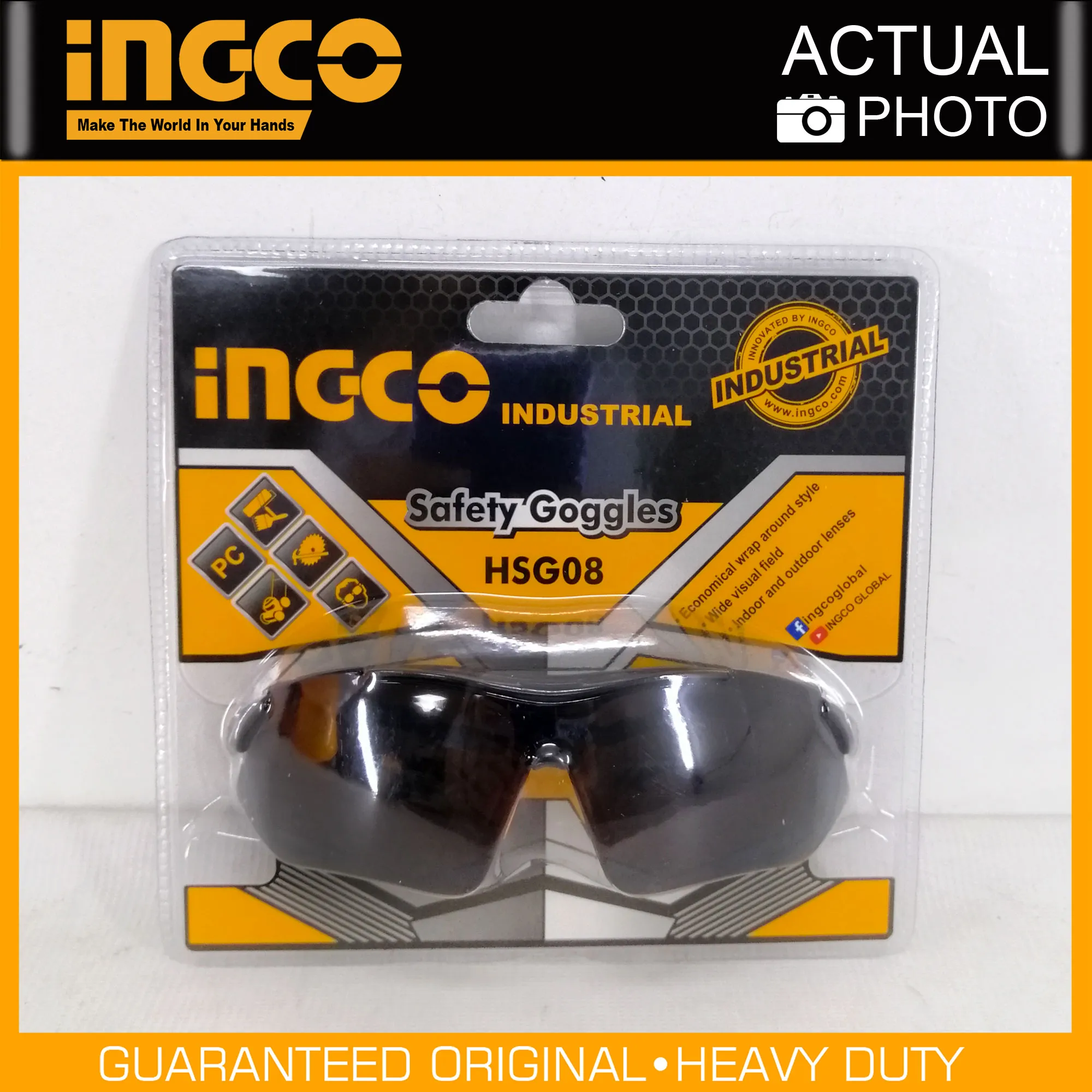 Ingco HSG08 Safety Goggles for Eye Protection Lightweight, Comfortable to Wear IHT