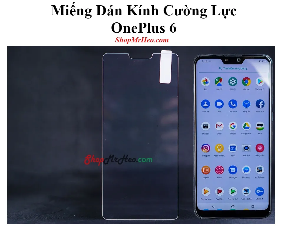 HCM]Dán Kính Cường Lực OnePlus 6 - Độ cứng 9H - Ko Full Màn 