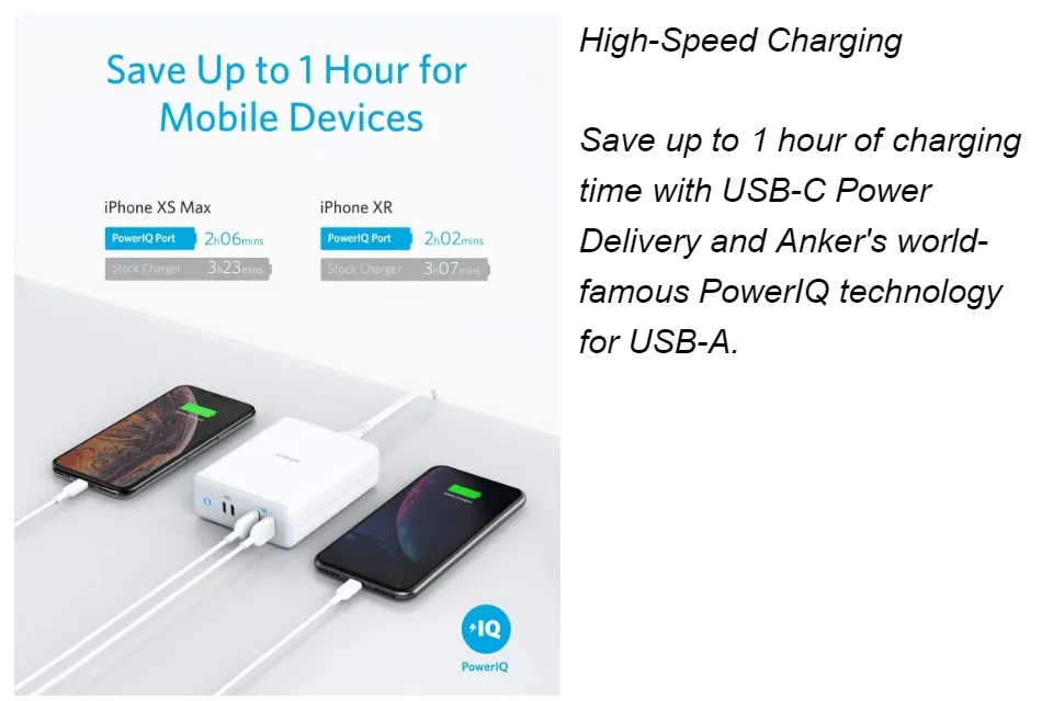 محطة شحن Anker-4-Port Type-C، توصيل الطاقة، PowerPort Atom، PD 4 لهاتف iPhone MacBook Pro، 100 وات