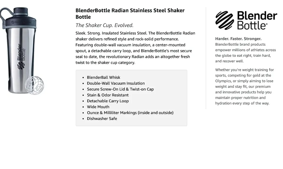 Best Buy: BlenderBottle Marvel Series Radian 26 oz. Double Vacuum Insulated Stainless  Steel Water Bottle/Shaker Cup Matte Black C04262