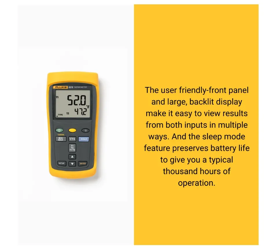 Dual Probe Thermometer, Fluke 52 II Dual Digital Thermometer