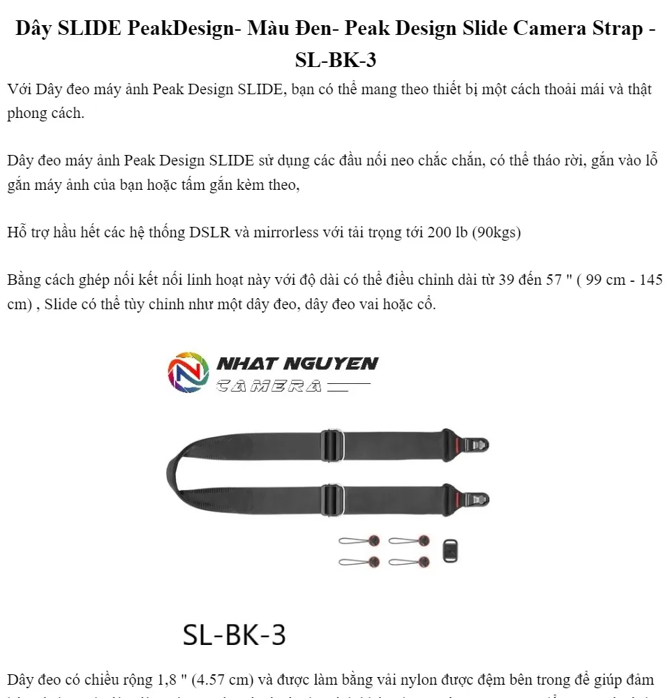 Với Peak Design Slide Camera Strap, bạn sẽ có trải nghiệm chụp ảnh tuyệt vời hơn bao giờ hết. Dễ dàng điều chỉnh, dễ sử dụng và đảm bảo an toàn cho máy ảnh của bạn. Hãy xem ảnh để cảm nhận sự khác biệt này!