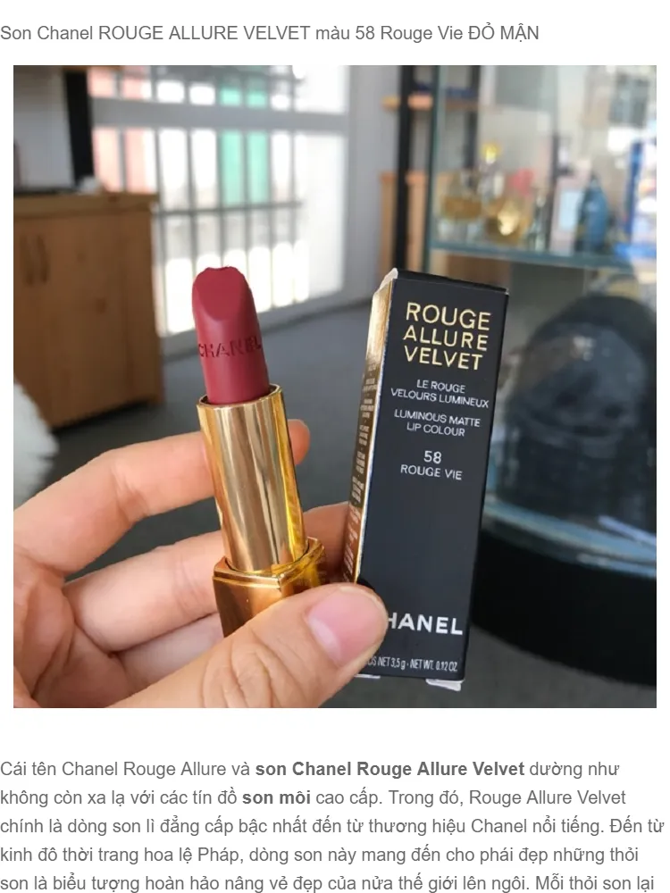 Bella Beauty 韩国美妆  Chanel Rouge Allure Velvet 58 Rouge Vie  Facebook