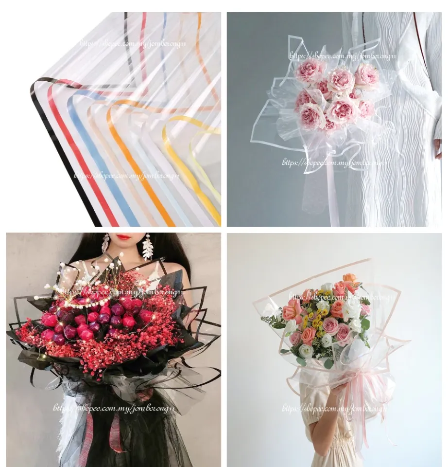 20pcs Waterproof Line Gift Flowers Wrapping Paper Bouquet Birthday  Packaging kertas bunga bouquet