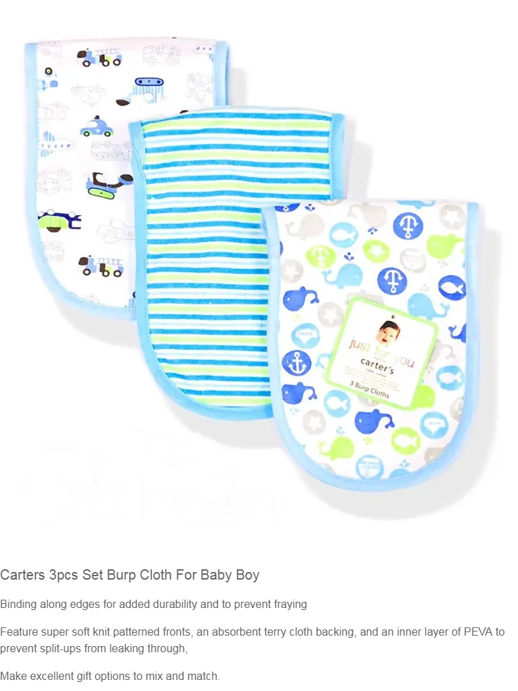 Carters 3pcs Set Baby Burp Cloths (Boy) | Lazada PH
