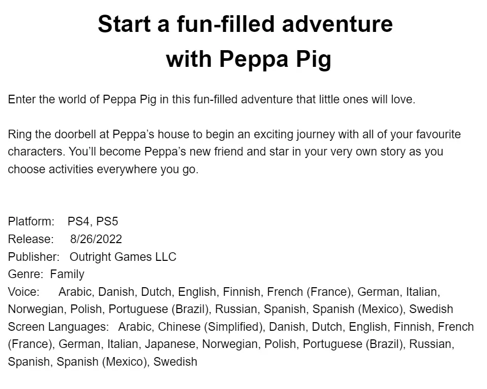 World　Pig　NS/PS4/PS5　Lazada　(EU/R2)　PH　Peppa　Adventures