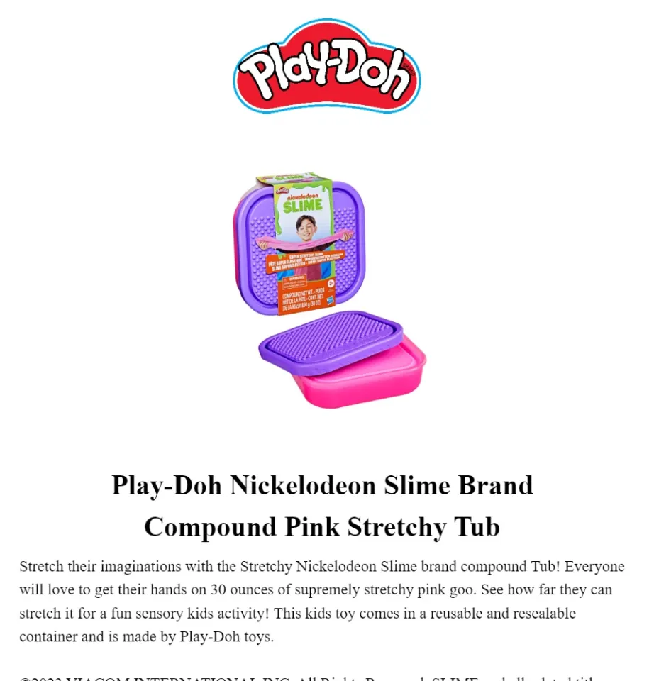 Play-Doh Nickelodeon Slime Brand Compound Super Stretch Tub