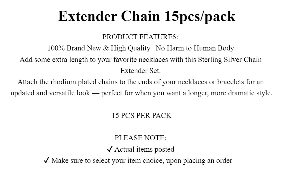 Silver Chain Extender Set