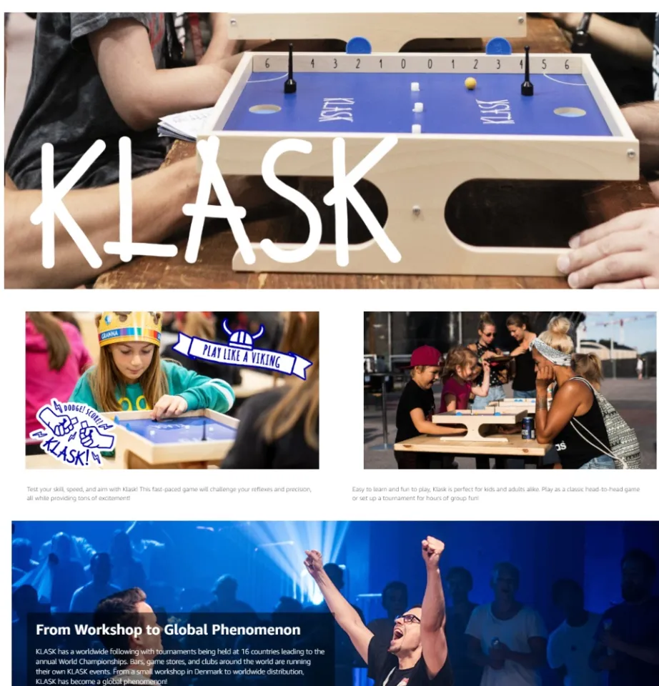 KLASK 4: The 4 Player Magnetic Party Game of Skill - for Kids and Adults of  All Ages That's Half Foosball, Half Air Hockey