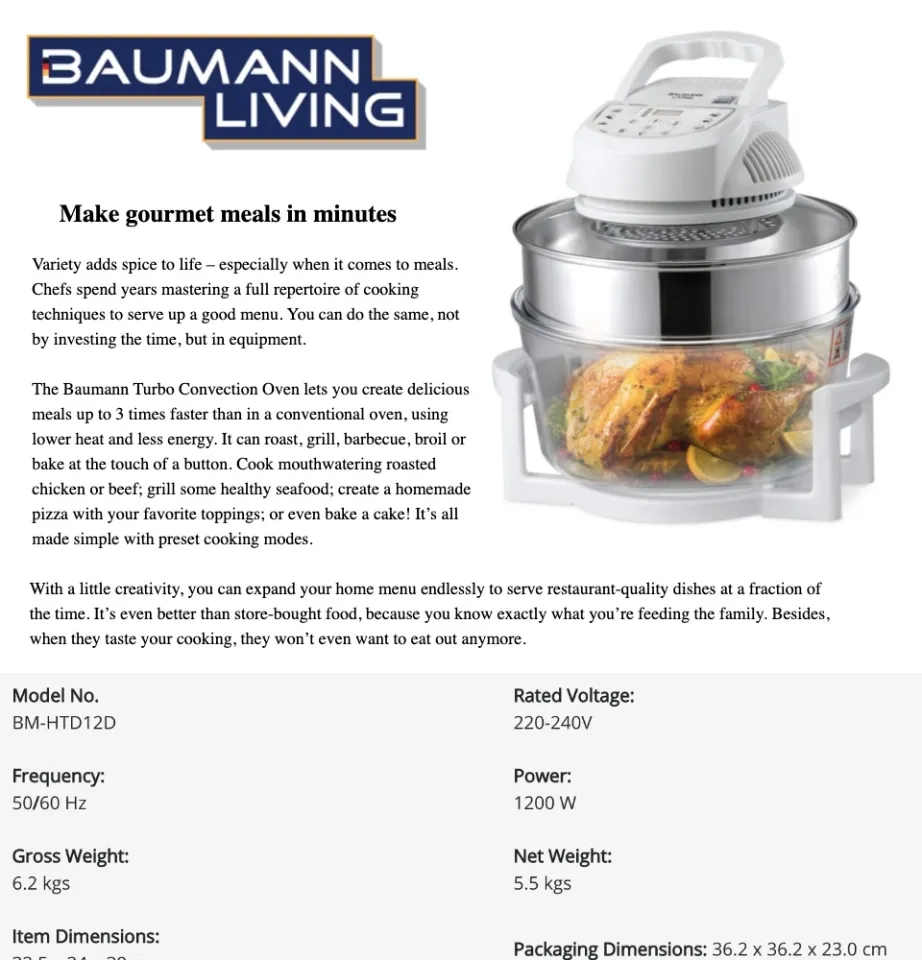 baumann turbo convection oven