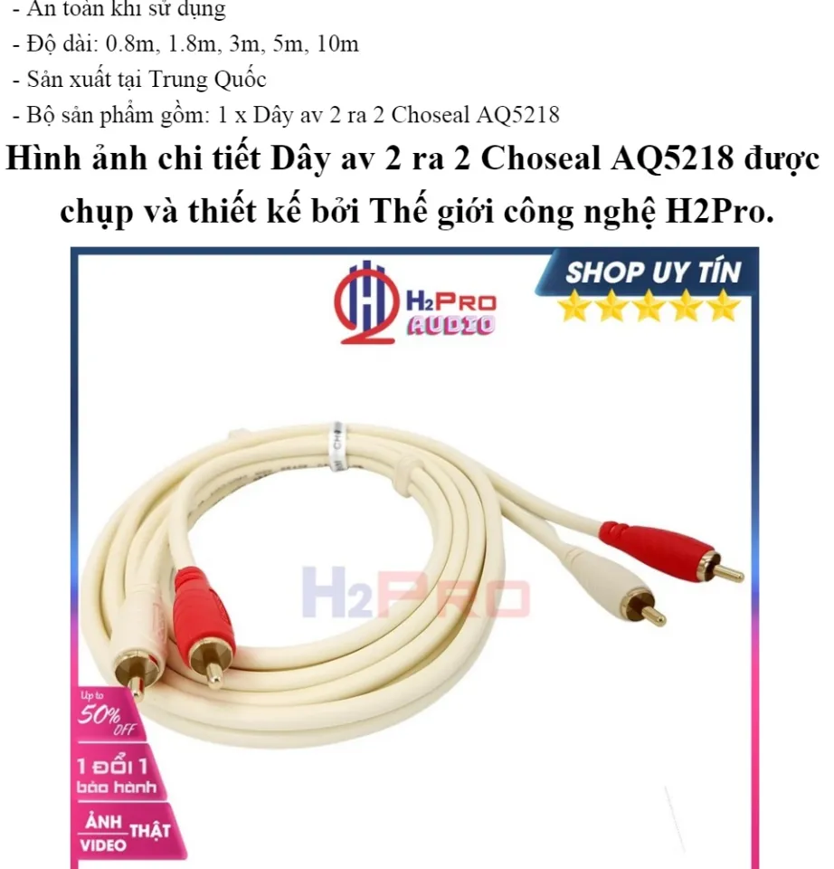 Dây Av 2 Ra 2 Choseal Aq5218 Lõi Đồng Chống Sôi-Nhiễu, Dây Av 2 Đầu Hoa Sen  Cao Cấp Dài 0.8M-1.8M-3M-5M-10M-H2Pro Audio | Lazada.vn
