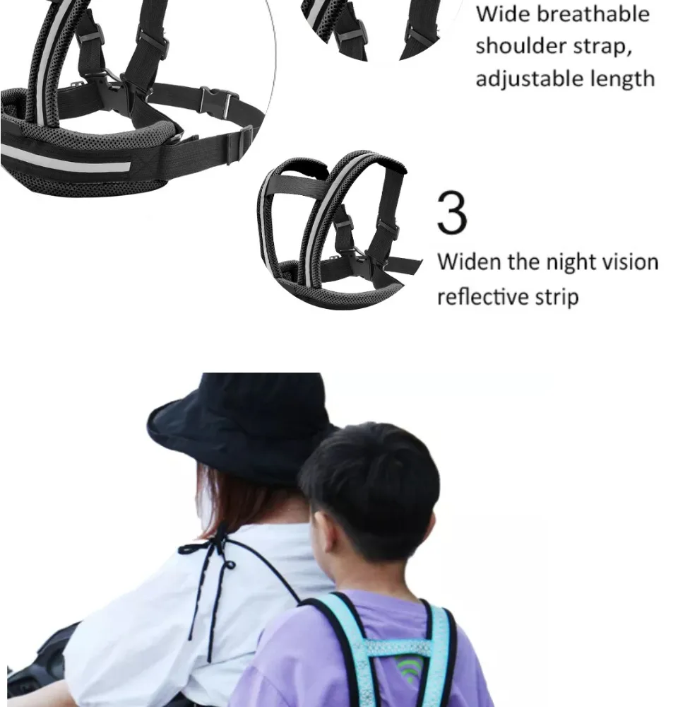 2 X Rear Passenger Handle | Oxford Fabric Belt For Passenger With Breathable Mesh, Belts Strap Motorcycle Riding Safety Belt For Children For