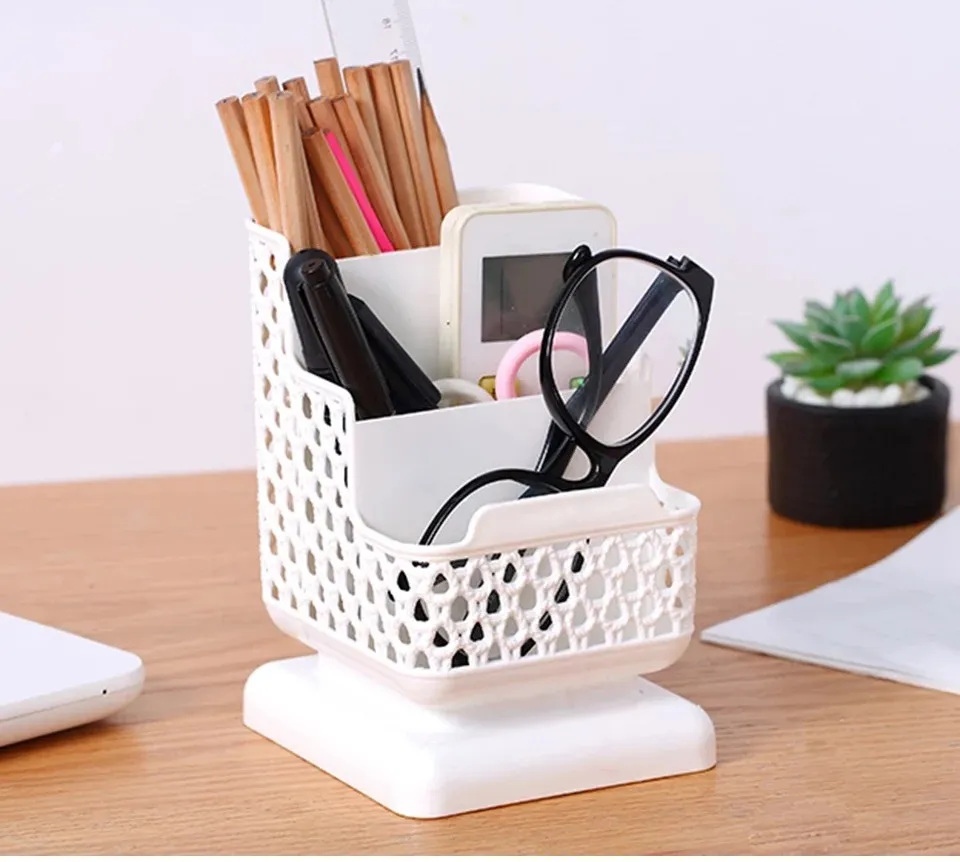 JL Large Capacity Cute Pen Holder Desk Accessories Pencil Solid Storage Box Desktop  Organizer Stand Case School Office Stationery