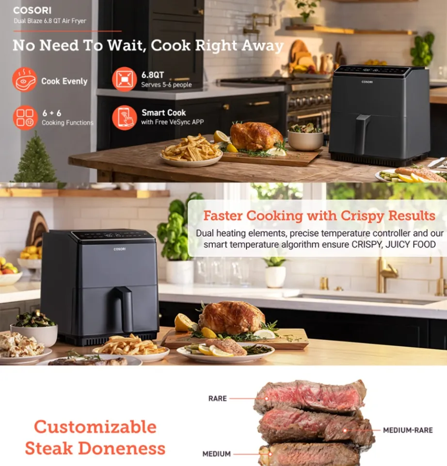 Cosori Dual Blaze CAF-P583S-KUS Smart Air Fryer Review - Consumer Reports