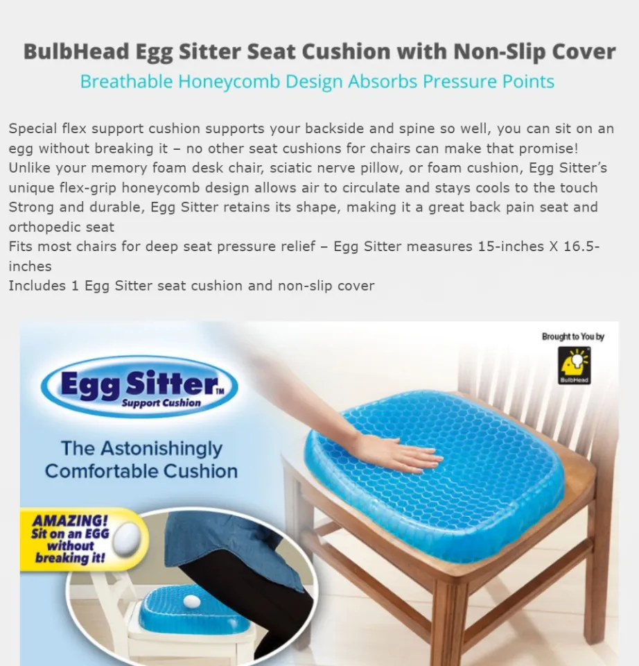  BulbHead Egg Sitter Seat Cushion with Non-Slip Cover,  Breathable Honeycomb Design Absorbs Pressure Points : Office Products