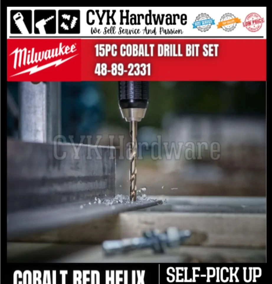 Milwaukee 15 pieces Cobalt Red Helix Drill Bit Set Model 48-89-2331  Lazada