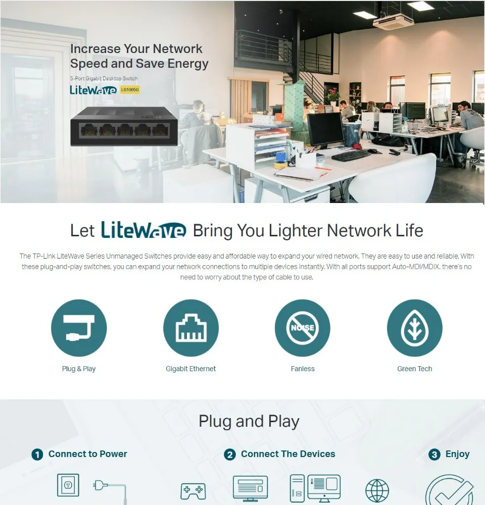 Tp-Link LS1005G 5-Port 10/100/1000Mbps Desktop Switch | Lazada PH