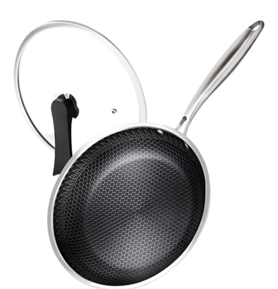 AUNeed PH, Stainless Steel Honeycomb Wok Pan/Frying Pan Non Stick Frying  Sauce Pan Scratchproof