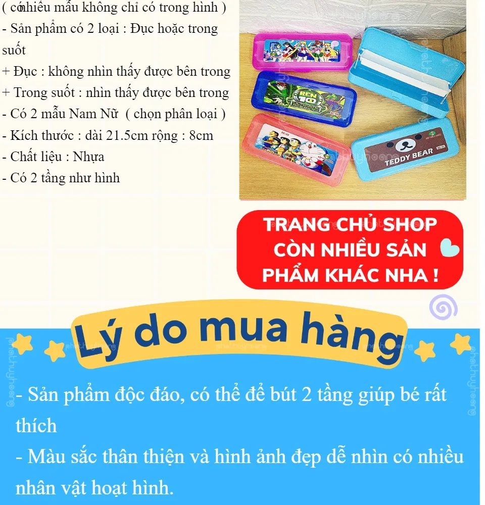 Hộp bút 2 tầng cho bé giá rẻ ( chọn phân loại Nam hay Nữ ) , hộp bút