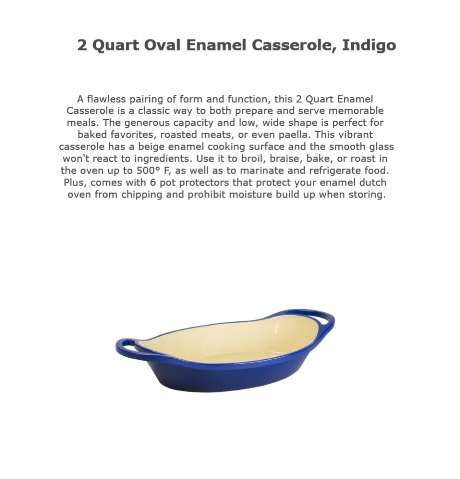 Lodge 2 Quart Oval Casserole Enameled Cast Iron Ec2c32 in Blue