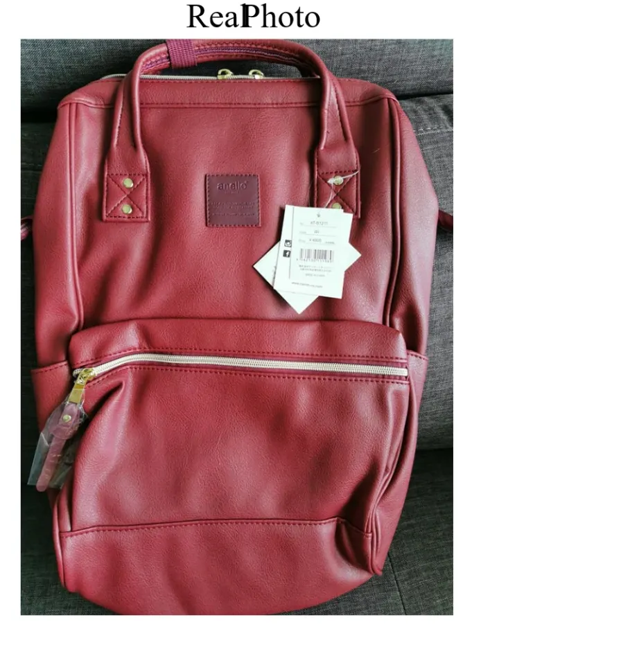 Real Photo) Japan Anello Bag PU Leather Backpack AT-B1211 Warna Wine Red