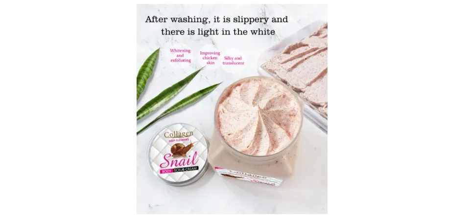 CRÈME EXFOLIANTE POUR LE CORPS AU COLLAGÈNE À L'ESCARGOT (500ML) *SG VENDEUR ET LIVRAISON RAPIDE* RENOUVELLEMENT ET DÉTOXIFICATION DE LA PEAU *LISSAGE ET ADOUCISSEMENT* EXFOLIANT POUR LE CORPS ET GEL PEELING *SÉCURITAIRE ET DOUX* BLANCHIMENT ET ÉCLAIRCISSANT *CONVIENT AUX PEAU SÈCHE RUGUEUSE ET DÉMANGEAISONS* POUR HOMMES ET FEMMES - MEILLEURE BEAUTÉ