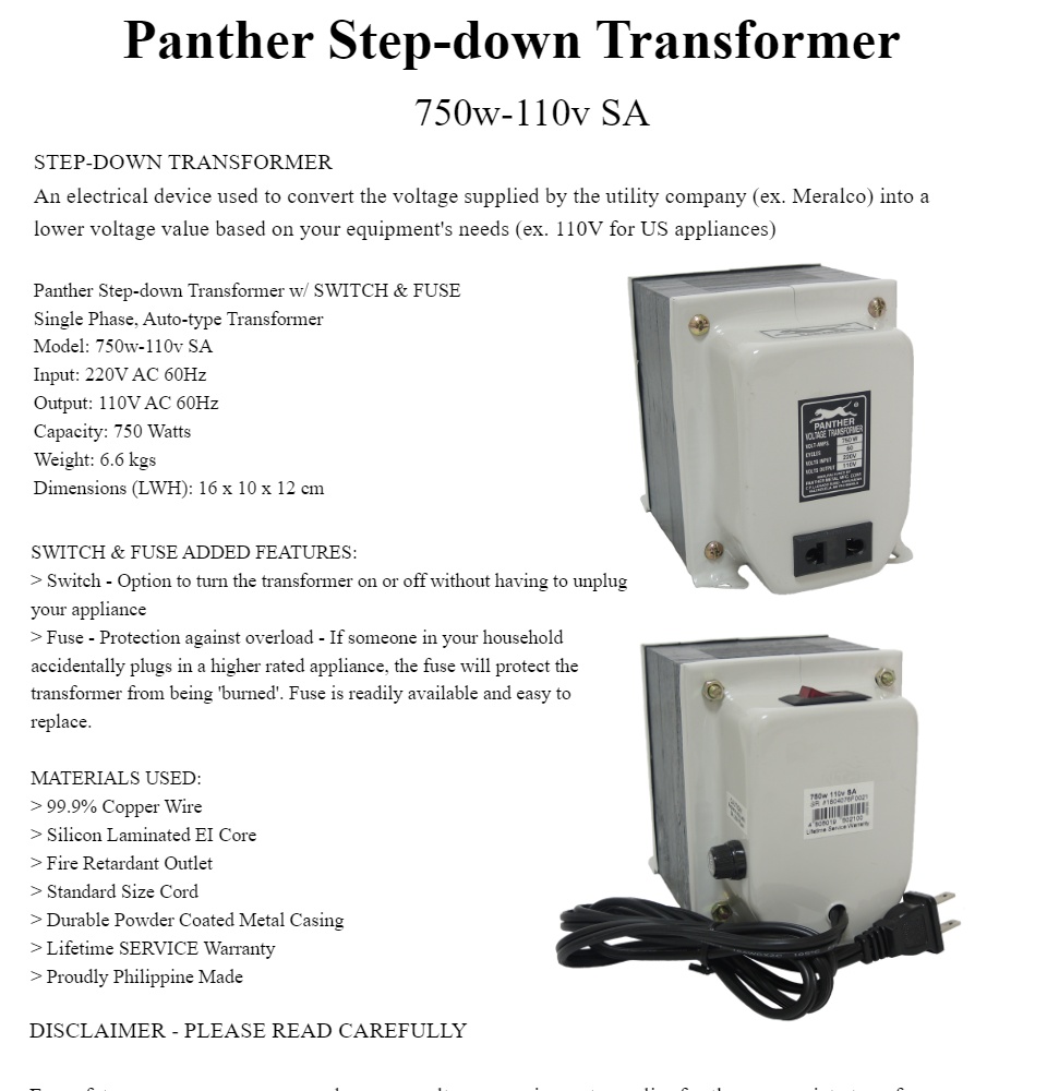 750 Watt Voltage Converter Transformer Heavy Duty Step Up/Down 750W 110-220V 