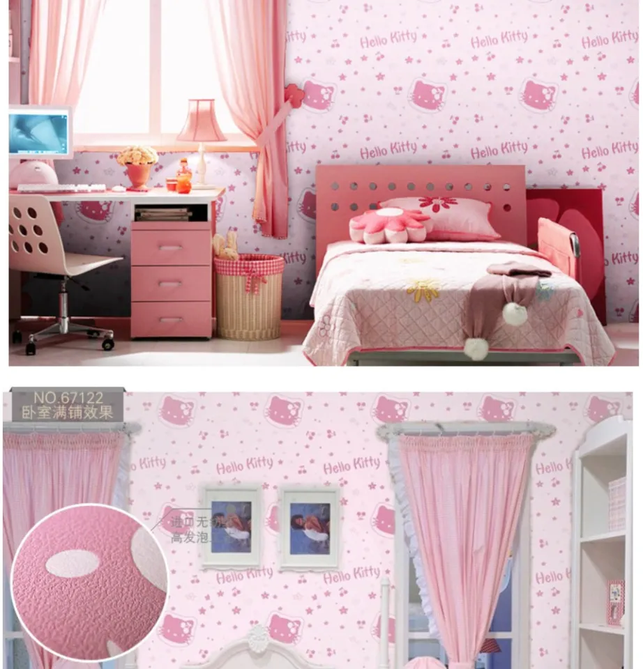 Hello Kitty Wallpaper - Smooth - Pink Kids Room - Feature Wall Decor