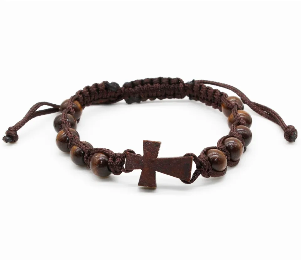 Cross bracelet for men, christian catholic jewelry, men's bracelet with a  silver cross round charm, black cord, gift for him, groomsmen gift – Shani  & Adi Jewelry