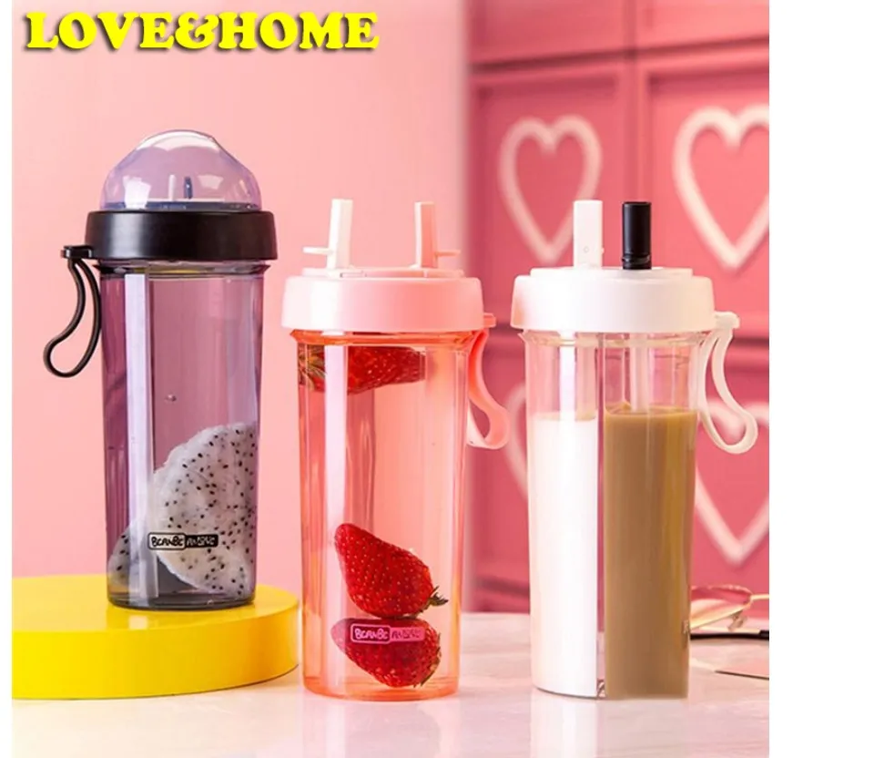 420/600ml Portable Drinking Cup Double-sided Drinkware Couple Cup