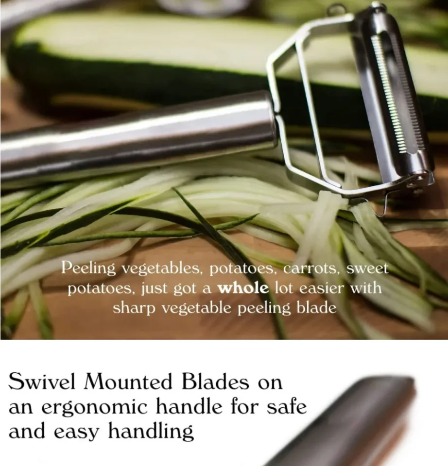 Stainless Steel Dual Blade Vegetable Peeler - Commercial Grade Julienne  Cutter, Slicer, Shredder, Scraper - Fruit, Potatoes, Carrot, Cucumber 