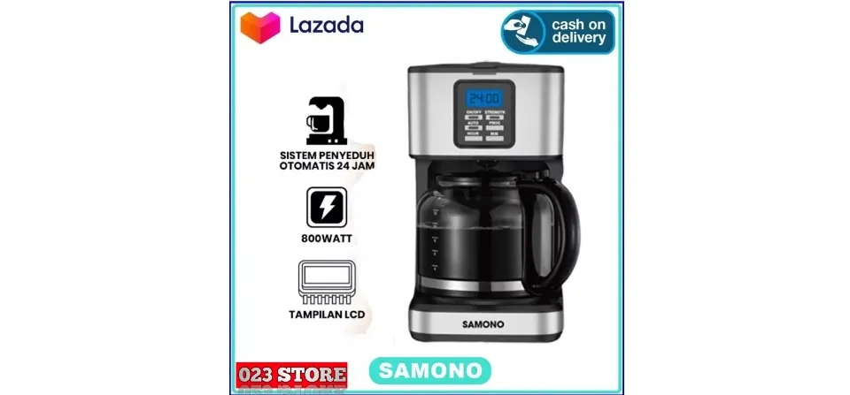 SAMONO SW-CMEB18 Coffee Maker Mesin Kopi Otomatis 1.8L Tampilan