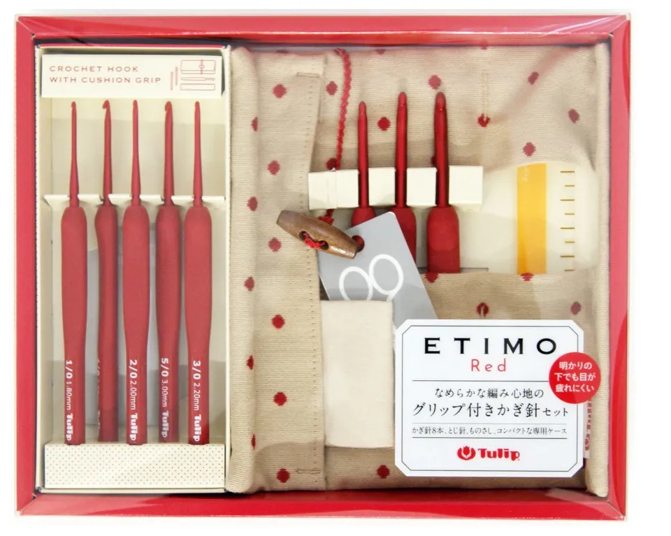 Tulip Etimo Red Crochet Hook with Cushion Grip Set Knitting Needle DIY  (TED-001e)