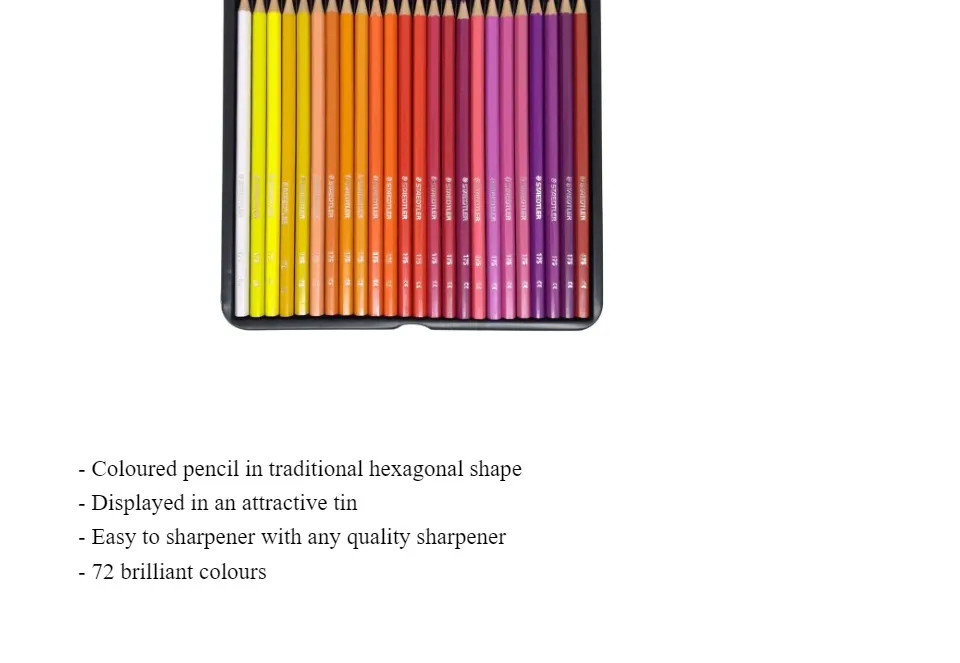 Staedtler 175 M72 Coloured Pencils - Assorted Colours (Tin of 72)