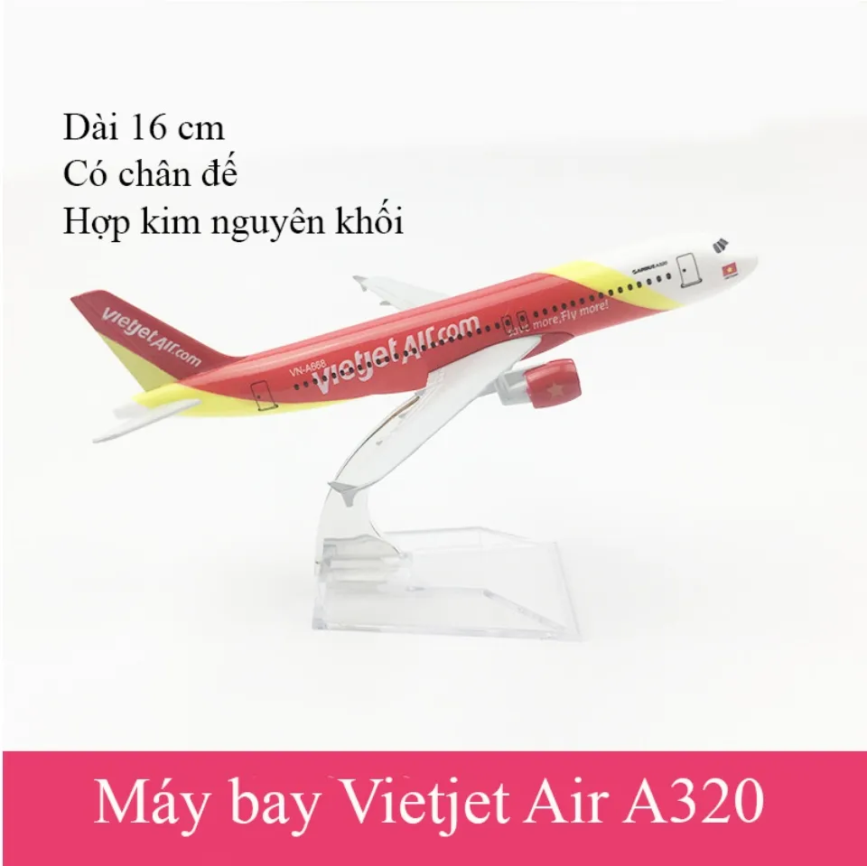 Đồ chơi mô hình máy bay Vietjet Airbus A320 KAVY bằng hợp kim có ...