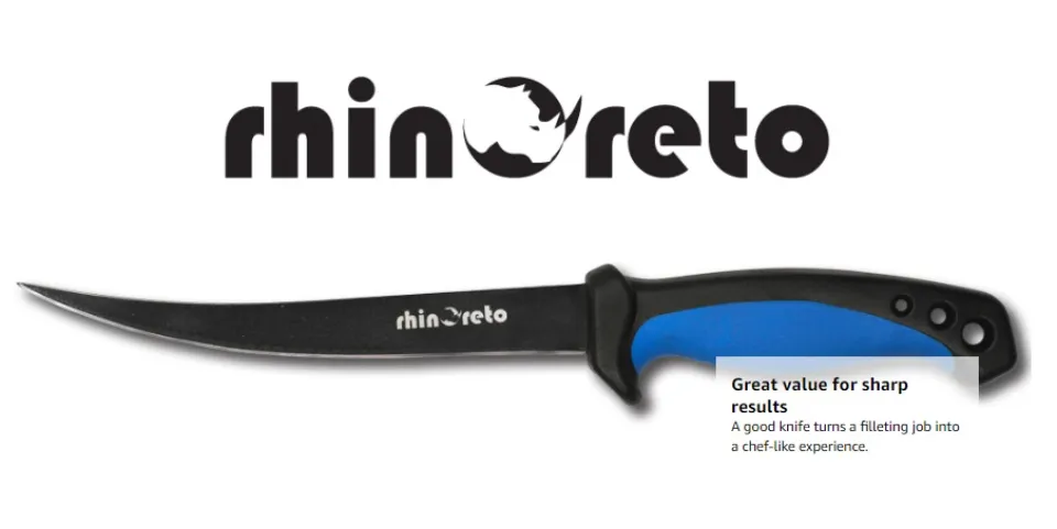 Rhinoreto Fillet Knife Fishing. Flexible Stainless Steel Blade