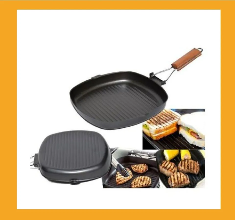 Grill Pan,4 Size Portable Nonstick Frying Pan for Steak, Fish and BBQ, 3.5  Mm Forged Deep Square Griddle Pan with Easy Grease Draining, Filter,  Folding Handle Induction Skillets